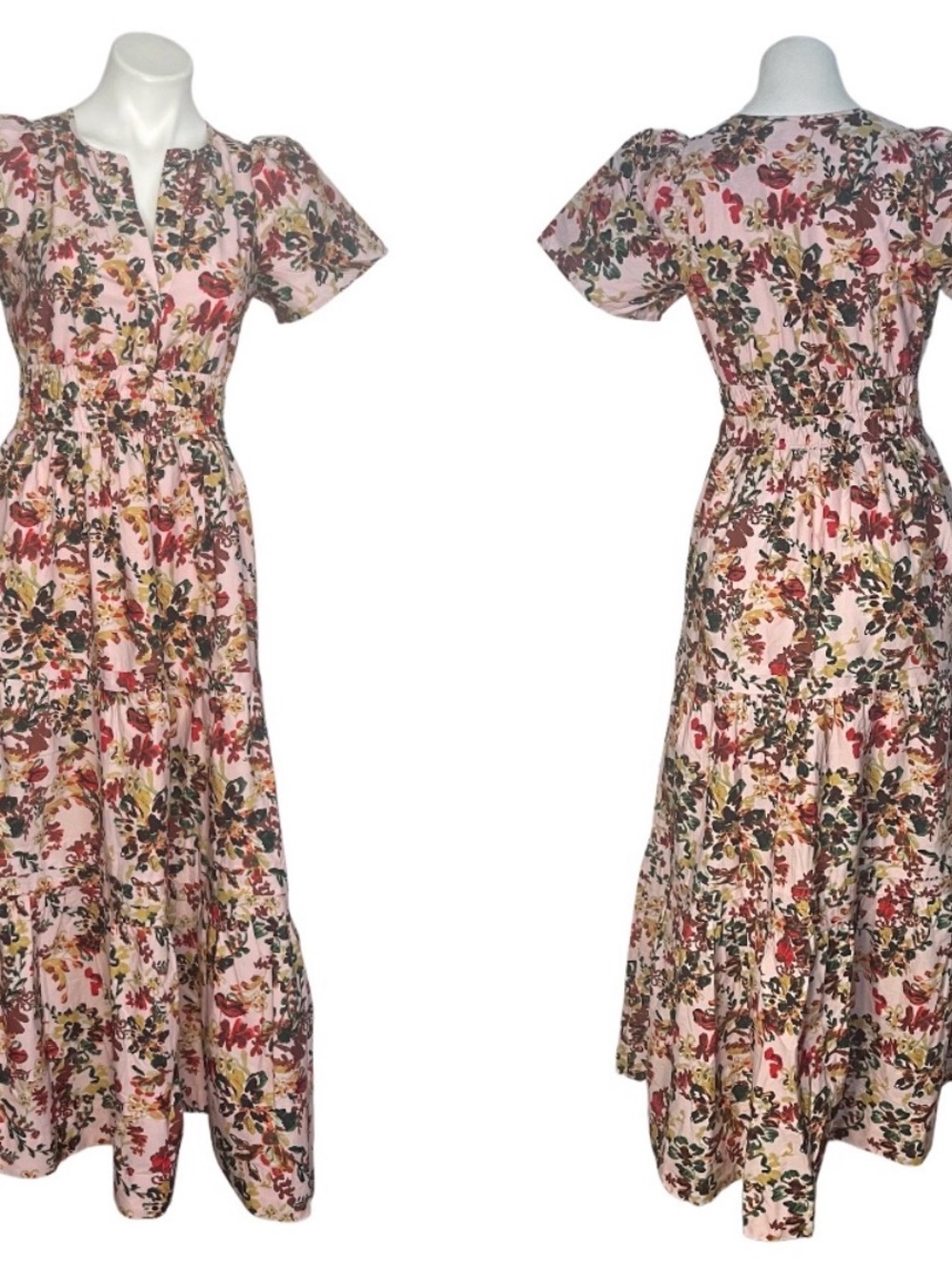 ANTHROPOLOGIE The Somerset Maxi Dress Medium Pink Floral Elastic Waist Size XS - Picture 12 of 12